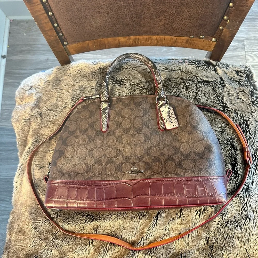 Coach Designer Authentic Exotic Brown and Oxford Sierra Satchel Bag
